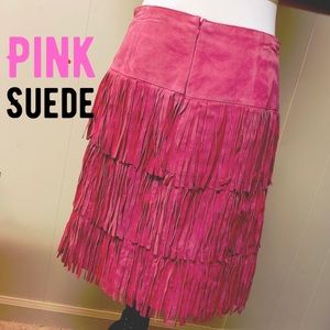 MetroStyle Pink Suede Skirt - Size 8